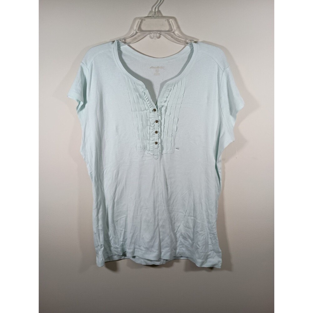 Eddie Bauer Womens Cap Sleeve Lightweight Cotton Blue Top Plus Size XXL